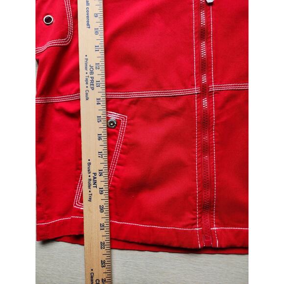 JACKET-OLEG CASSINI-Red-White Mesh Lining-Zippers-Designer-Size Small - Picture 11 of 14